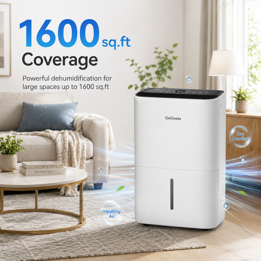 GoGvess 21 Pint Dehumidifier for Home, 1600 Sq. Ft Compressor Dehumidifier for Basement, Bedroom, Bathroom & Laundry Room