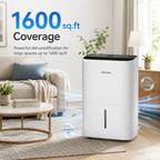 GoGvess 21 Pint Dehumidifier for Home, 1600 Sq. Ft Compressor Dehumidifier for Basement, Bedroom, Bathroom & Laundry Room