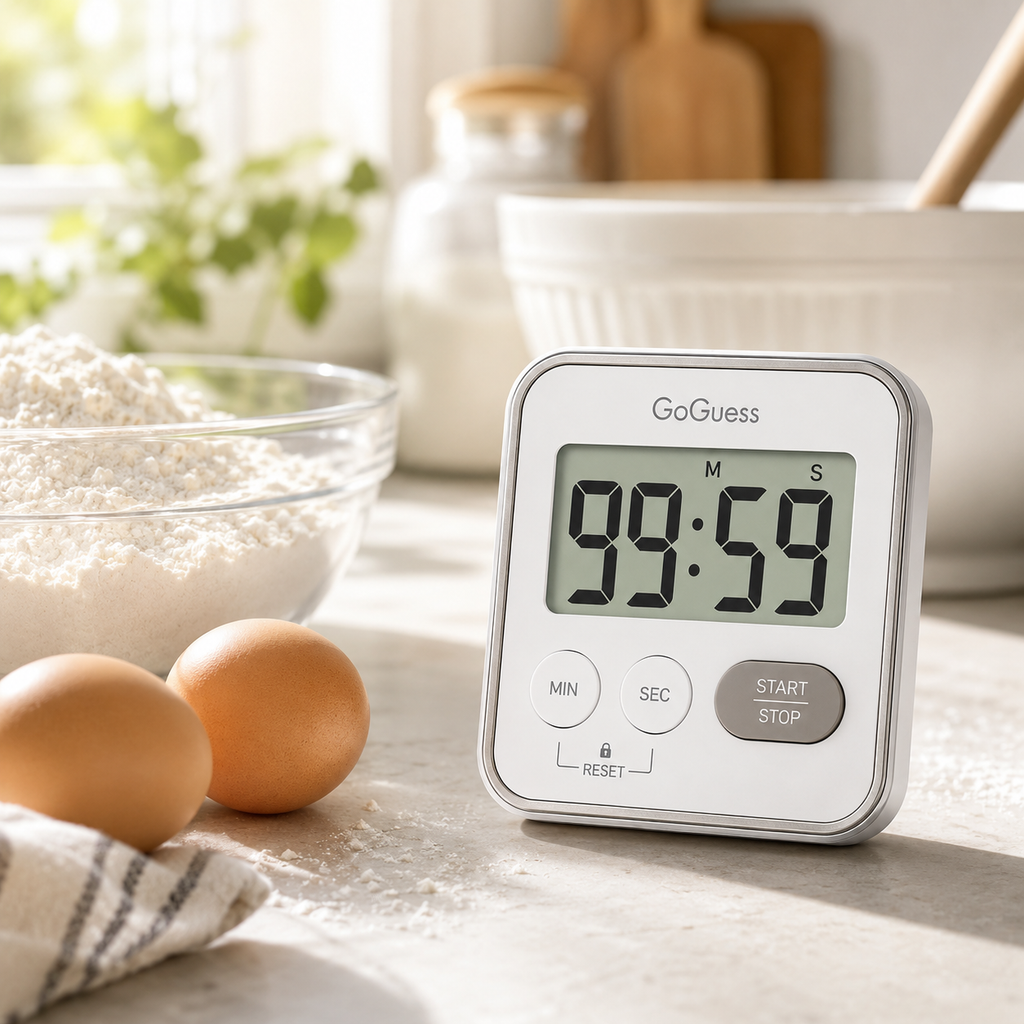 GoGuess Digital Kitchen Timer, Large LCD Countdown Timer with Easy Start/Stop Controls, Portable Timer for Cooking, Baking, Study & Classroom