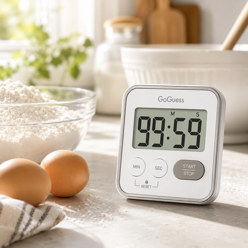 GoGuess Digital Kitchen Timer, Large LCD Countdown Timer with Easy Start/Stop Controls, Portable Timer for Cooking, Baking, Study & Classroom