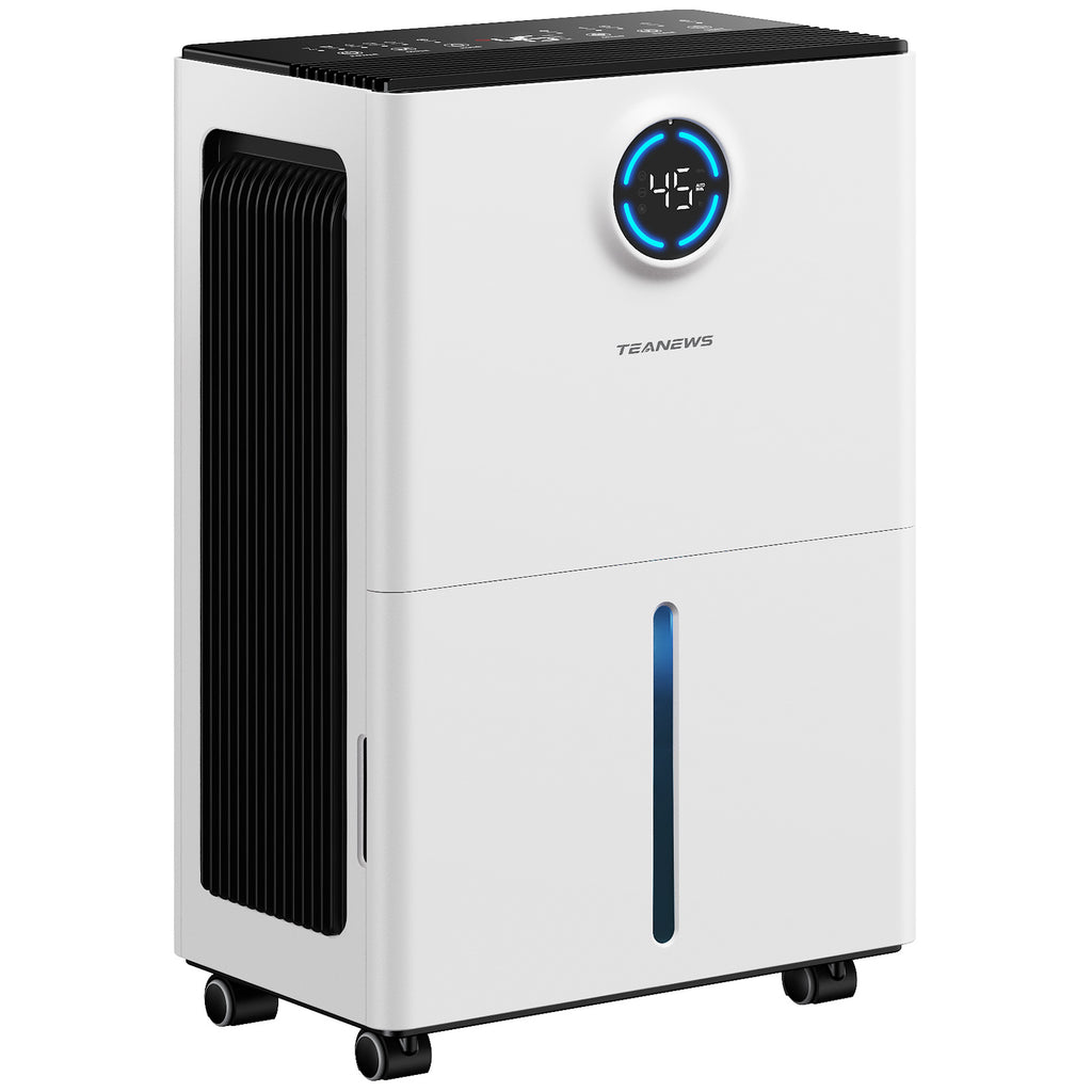 TEANEWS 2500 Sq.Ft Max 34 Pint Dehumidifier for Basement with Drain Hose Large Room Compressor Dehumidifiers for Home Bedroom Bathroom RV, Intelligent Humidistat