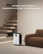 TEANEWS 2500 Sq.Ft Max 34 Pint Dehumidifier for Basement with Drain Hose Large Room Compressor Dehumidifiers for Home Bedroom Bathroom RV, Intelligent Humidistat