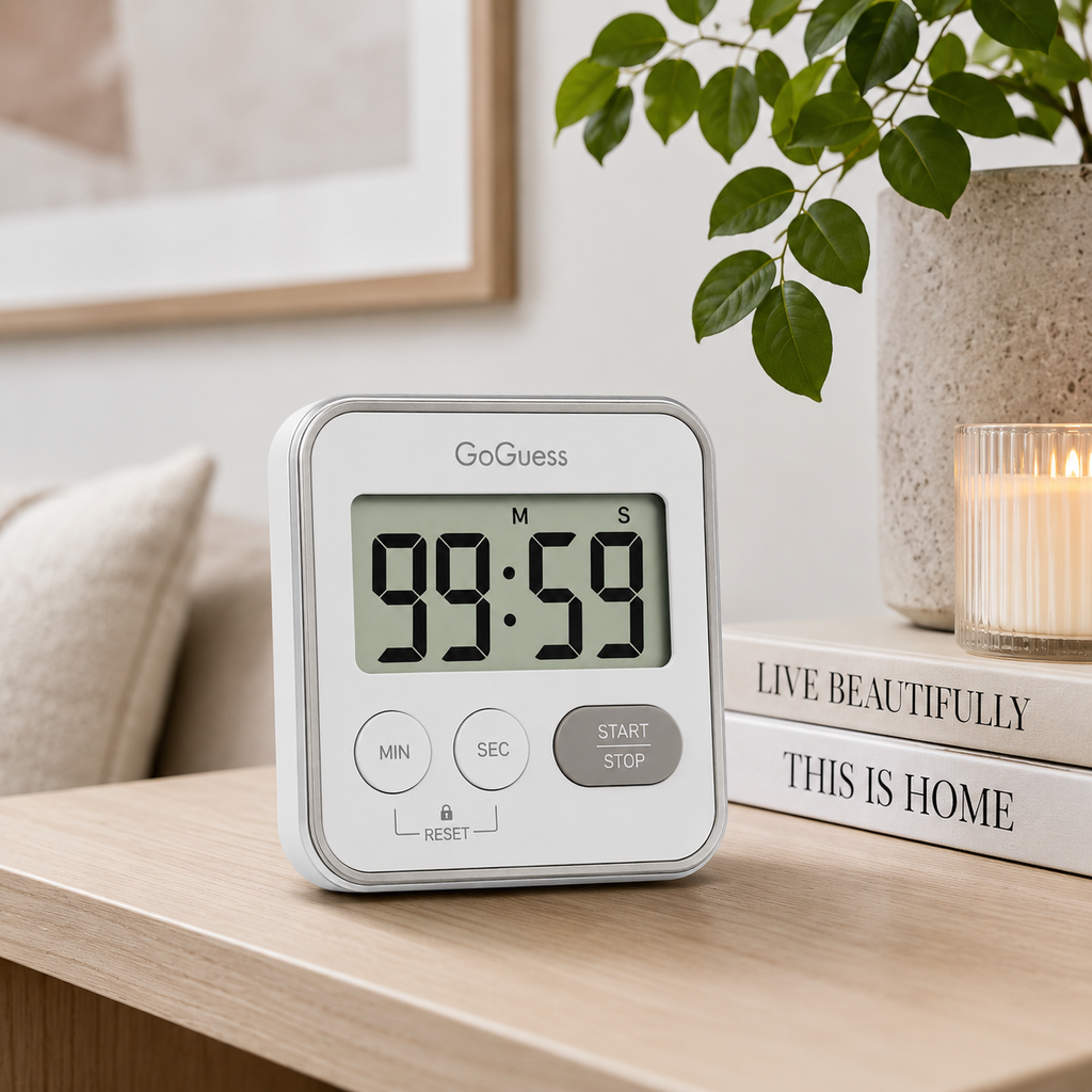 GoGuess Digital Kitchen Timer, Large LCD Countdown Timer with Easy Start/Stop Controls, Portable Timer for Cooking, Baking, Study & Classroom