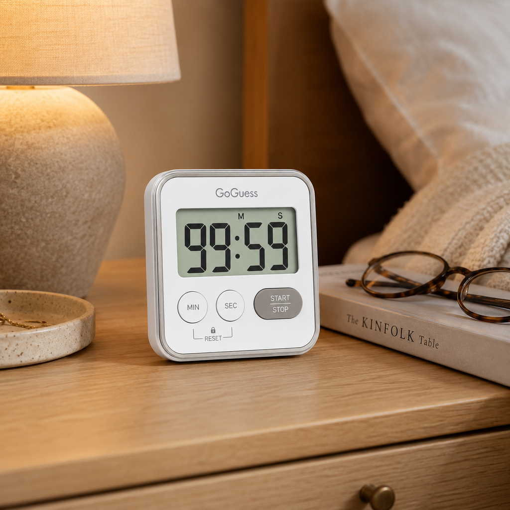 GoGuess Digital Kitchen Timer, Large LCD Countdown Timer with Easy Start/Stop Controls, Portable Timer for Cooking, Baking, Study & Classroom
