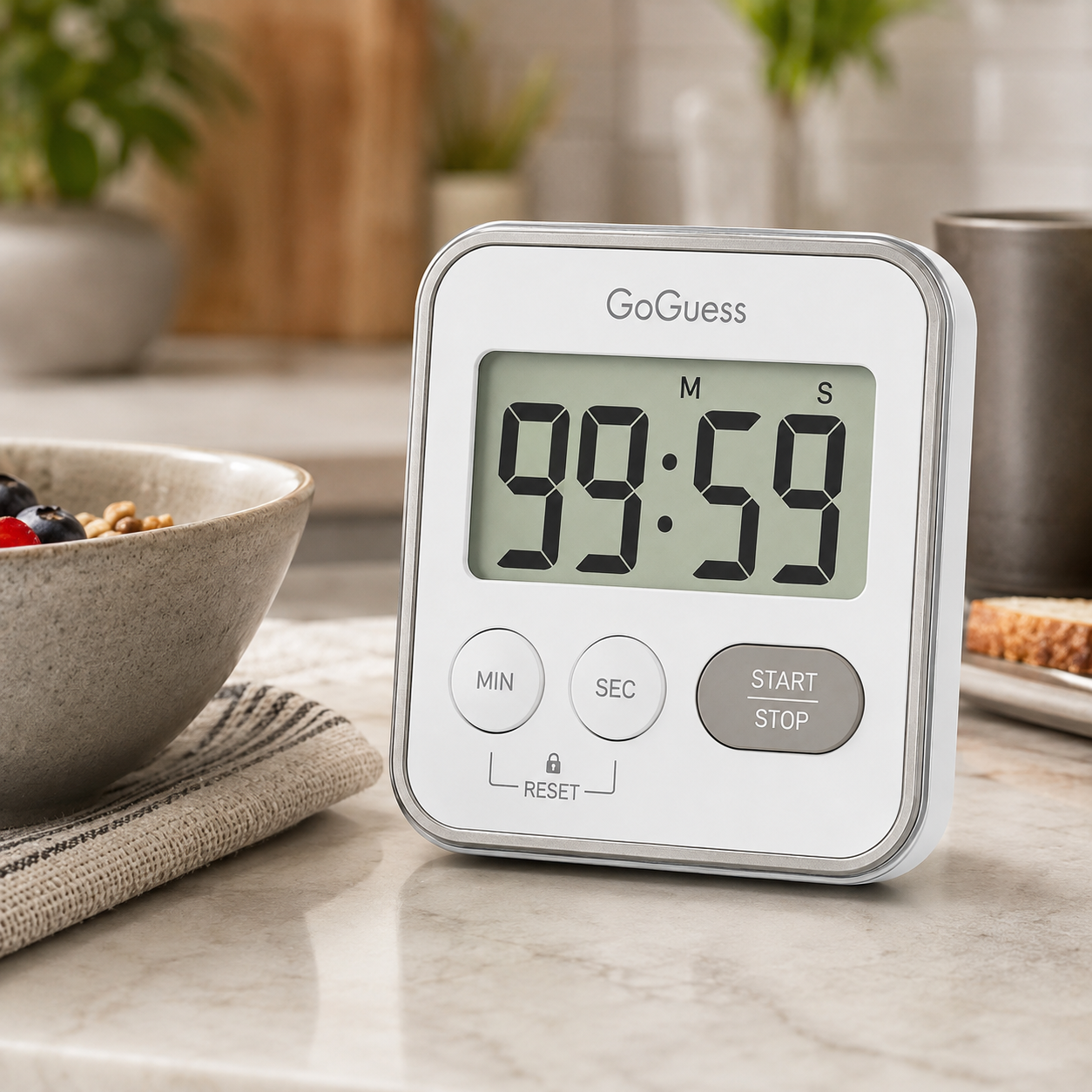 GoGuess Digital Kitchen Timer, Large LCD Countdown Timer with Easy Start/Stop Controls, Portable Timer for Cooking, Baking, Study & Classroom